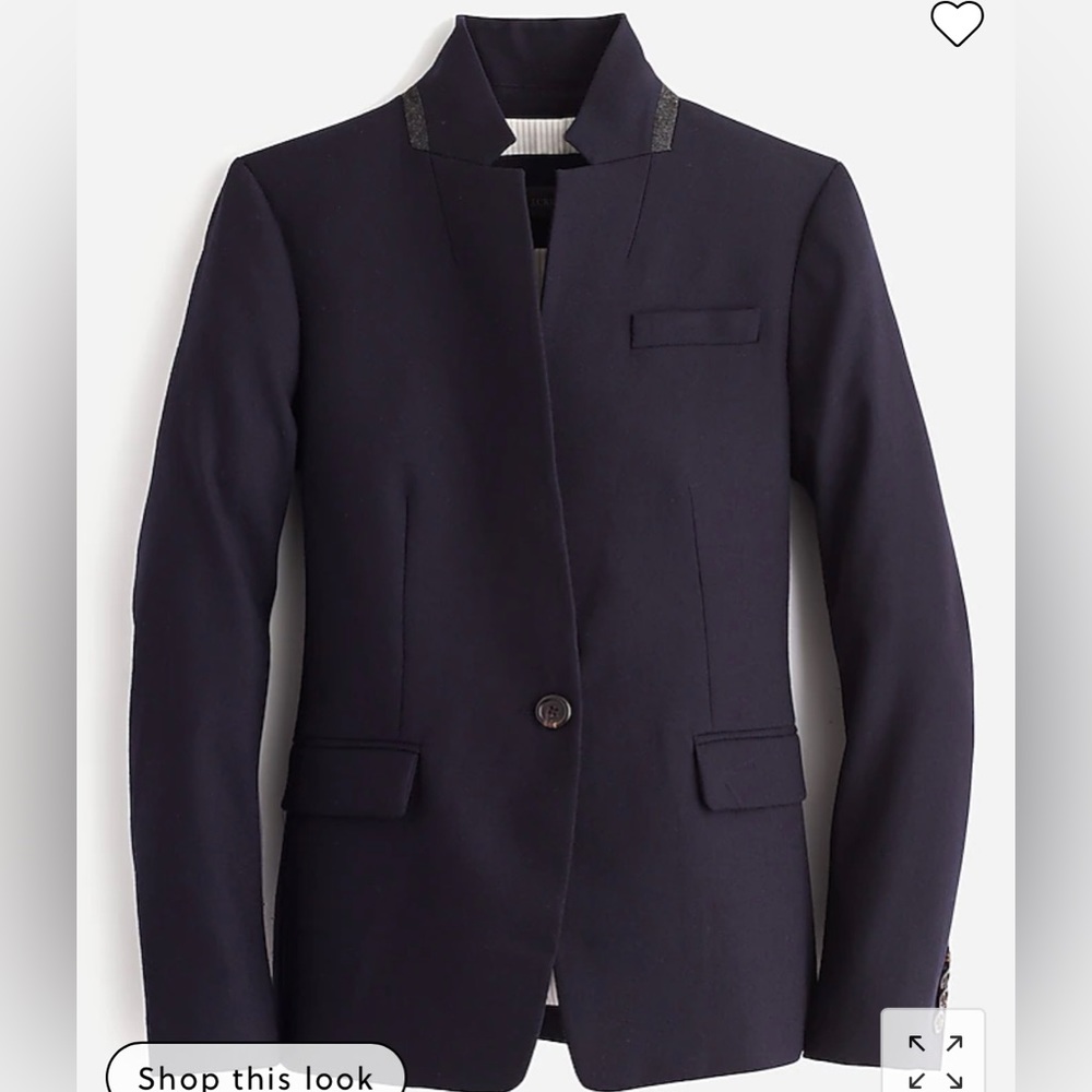J. Crew Regent blazer, navy office wear, popped collar